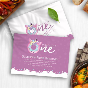 Convites Garota Rosa Púrpura, doce Uma Rosquinha primeiro a