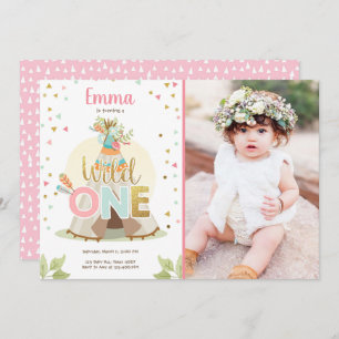 Convites Garota Rosa Tribal de Boho - Um Aniversário Selvag