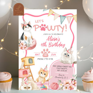 Convites Garota Rosa Vamos Pawty Qualquer Idade Aniversário
