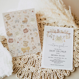 Convites Garota Roupa De Bebê Chá de fraldas De Enfermeira