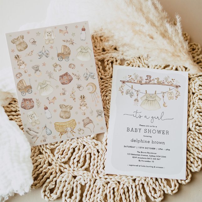 Convites Garota Roupa De Bebê Chá de fraldas De Enfermeira  (Criador carregado)