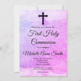 Convites Garota Roxa Rosa 1rua Primeira Comunhão Sagrada