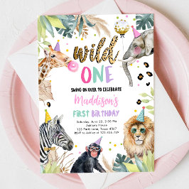 Convites Garota Selvagem de Animais da Festa Safari Primeir