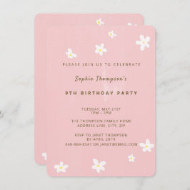 Convites Garota Simples festa de aniversário Rosa de com de