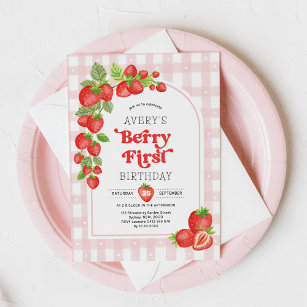 Convites Garota Strawberry Berry 1ª Festa primeiro aniversa