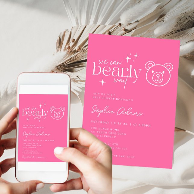 Convites Garota Urso De Teddy Que Podemos Banhar Chá de fra (Criador carregado)