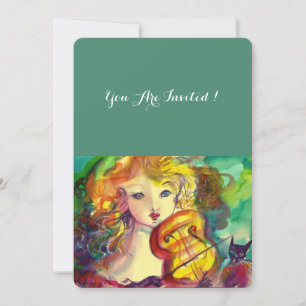 Convites GAROTA VIOLINISTA, VIOLINA E CAT Doce 16 Aniversár