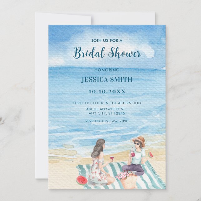 Convites Garotas aquarelas que viajam no chá de panela de p (Frente)