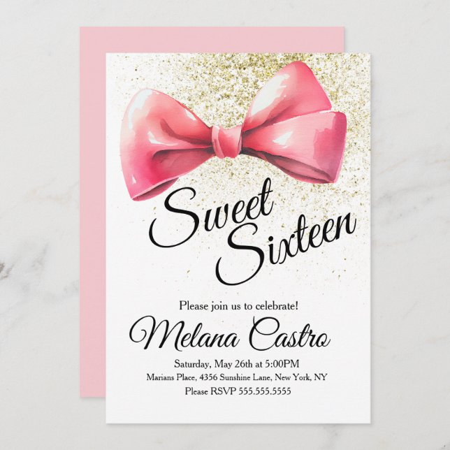 Convites Garotas Arcos Rosa Coquette Doce 16 Aniversário (Frente/Verso)