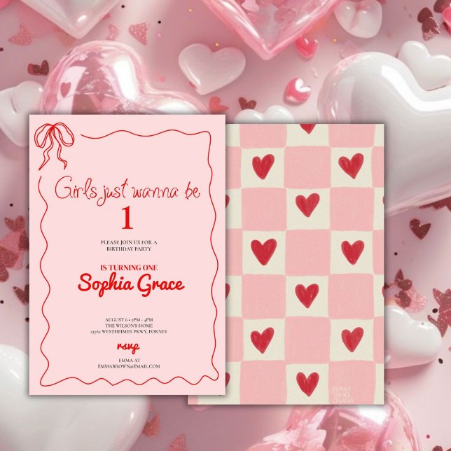 Convites Garotas Arcos Rosa Só Querem Ser Um primeiro anive (Criador carregado)