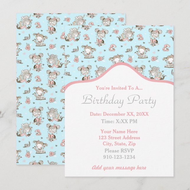 Convites Garotas Bonitas Lendo Livros Dão Ideias (Frente/Verso)