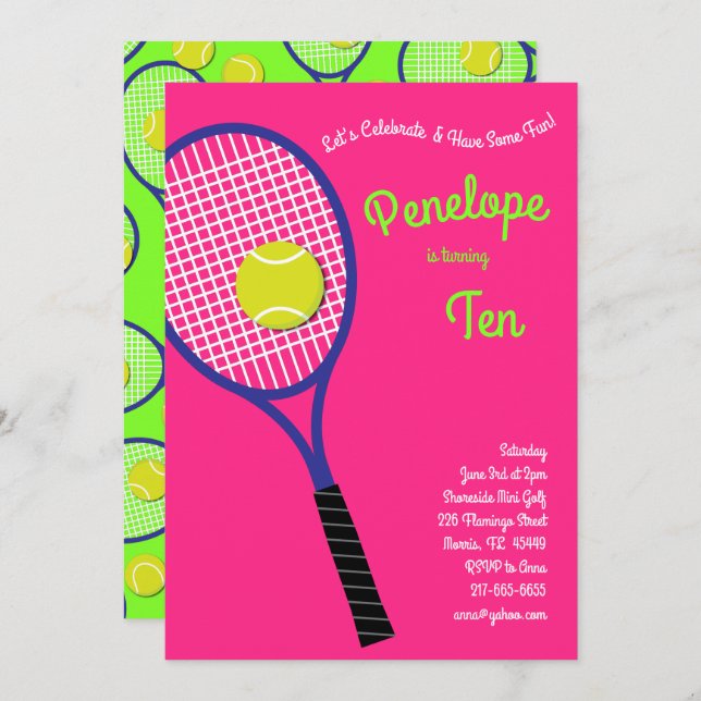 Convites Garotas cor-de-rosa do Aniversário de criança desp (Frente/Verso)