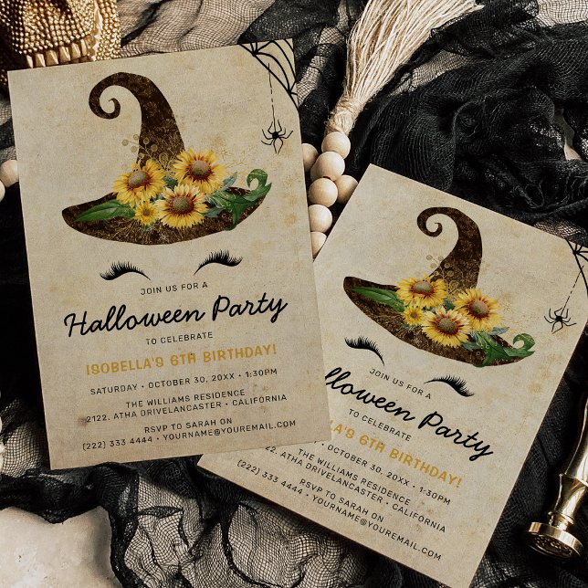 Convites Garotas de bruxas bonitas no Halloween Crianças Am (Criador carregado)