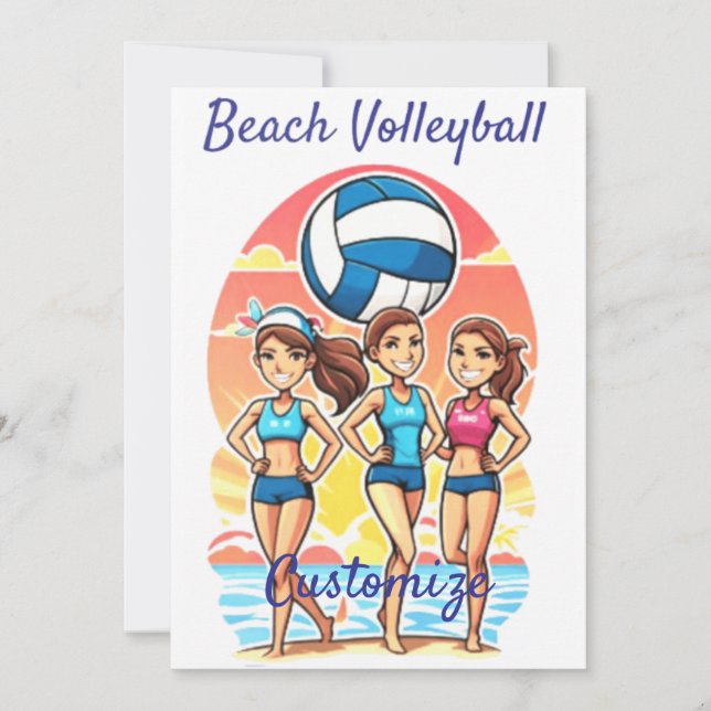 Convites Garotas de Voleibol de Praia Thunder_Cove (Frente)