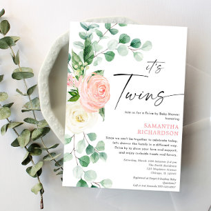 Convites Garotas gêmeas dirigem de chá de fraldas verde-r