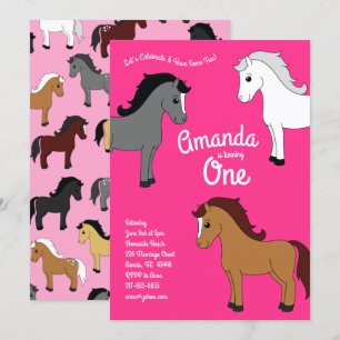 Convites Garotas-primeiro aniversario-Rosa-Rosa--de-Cavalo-