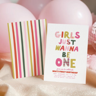 Convites Garotas Retrô Só Querem Ser Uma no 1º Aniversário
