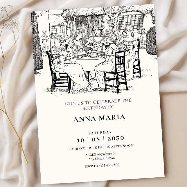 Convites Garotas retrô tomando chá  (Criador carregado)