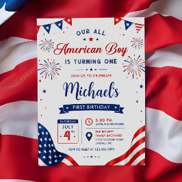 Convites Garoto Americano Aniversário 4 de Julho