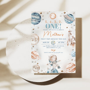 Convites Garoto Astronauta Primeira Viagem Em Torno Do Sol 