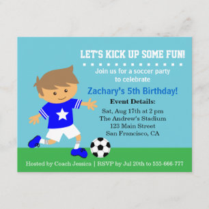 Convites Garoto Bonito de Futebol, Festa de Aniversário Tem
