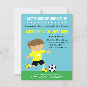 Convites Garoto Bonito de Futebol, Festa de Aniversário Tem