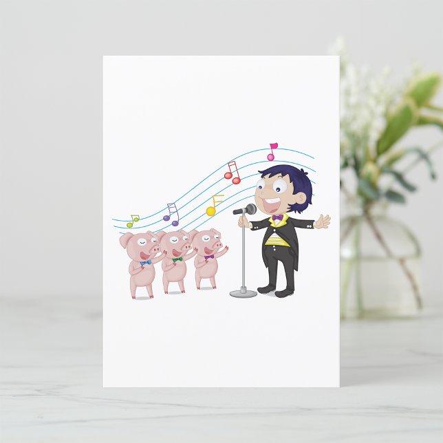 Convites Garoto Cantando com Coro de Três Porcos (Criador carregado)
