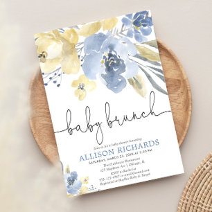 Convites Garoto chá de fraldas azul empoeirado amarelo