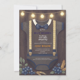 Convites Garoto chá de fraldas de outono, macacão invita