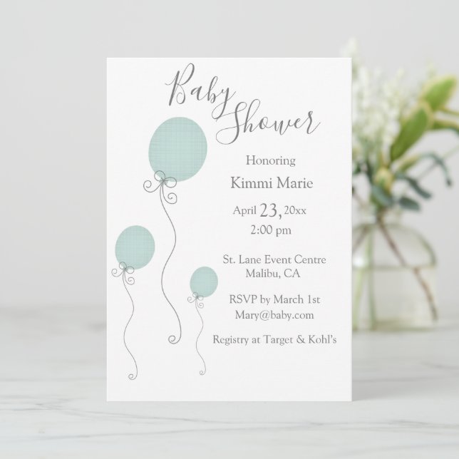 Convites Garoto Chá de fraldas Verde Azul (Em pé/Frente)