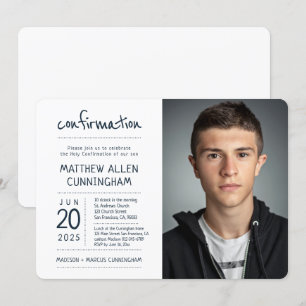 Convites Garoto da Santa Confirmação  Foto Moderna + Simp