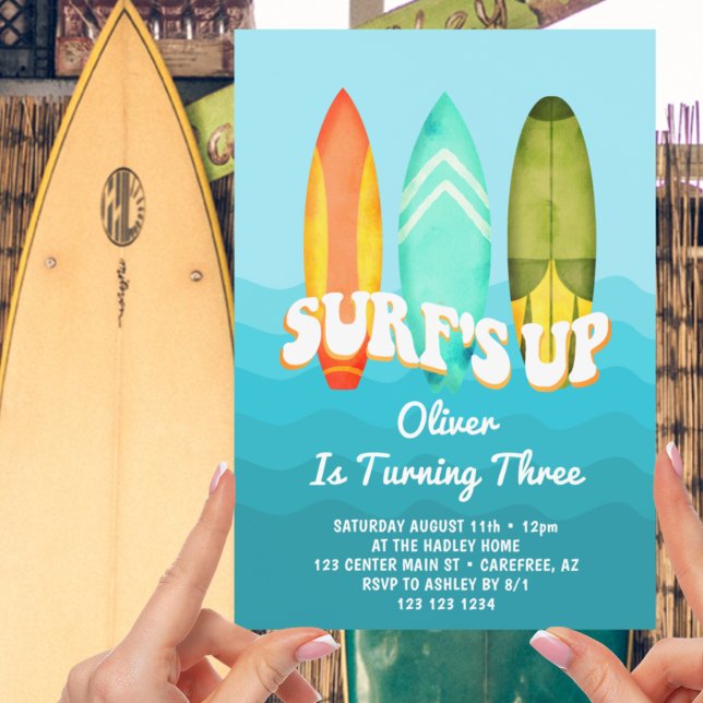 Convites Garoto de Prancha de Surfe Surfs Up 3º Aniversário (Criador carregado)