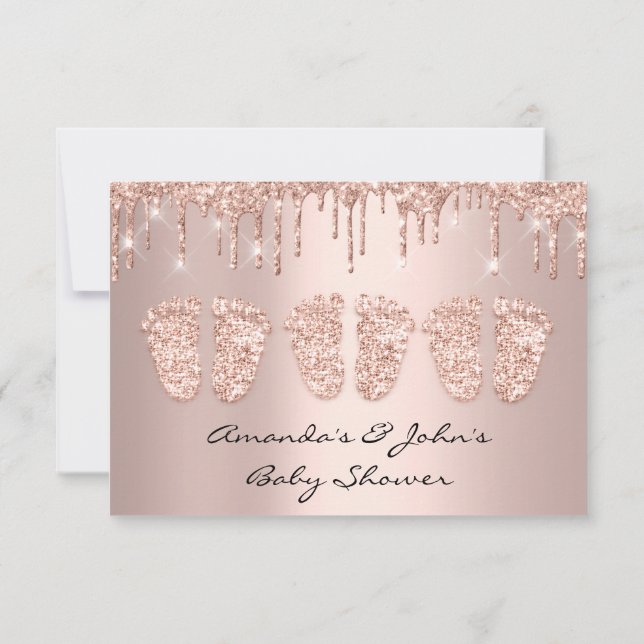 Convites Garoto de Rosa de Pés de Chá de fraldas de Triplet (Verso)