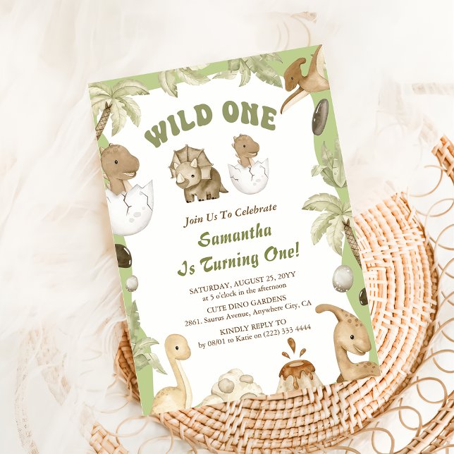 Convites Garoto Dinossauro Selvagem 1 rua Primeiro Aniversá (Criador carregado)