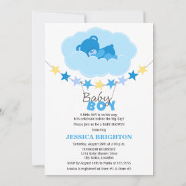 Convites Garoto Dormindo Urso de Teddy no Chá de fraldas de