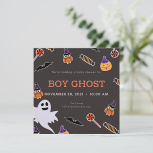 Convites Garoto fantasma de halloween chá de fraldas bô con