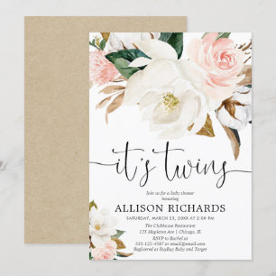 Convites Garoto gêmeo chá de fraldas roxo branco rosa