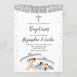 Convites Garoto Gêmeo e Batismo Menino de Prata