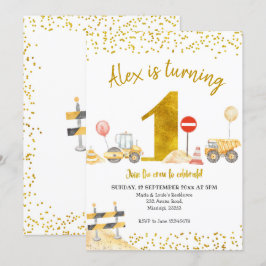 Convites Garoto Primeiro Aniversário de Construção