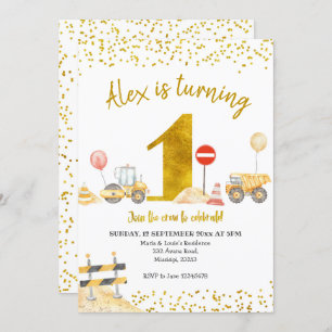 Convites Garoto Primeiro Aniversário de Construção