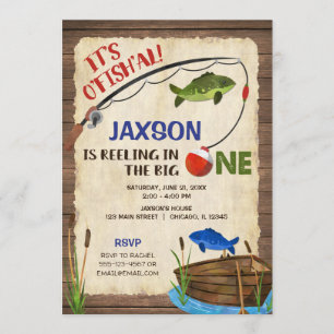Convites Garoto primeiro aniversario de pesca russo