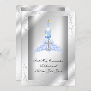 Convites Garoto Primeiro Sagrado Comunista Silver Blue Boys