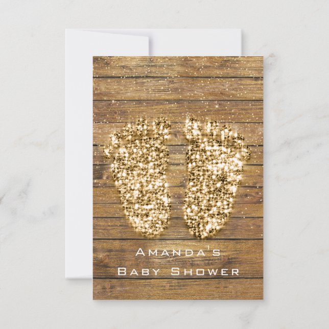 Convites Garoto Rústico de Madeira de Pés-Chá de fraldas Do (Verso)