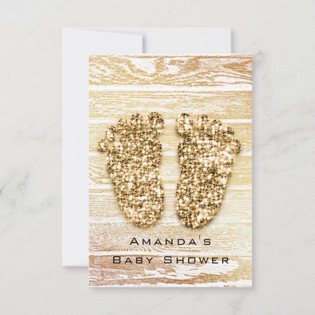 Convites Garoto Rústico de Madeira de Pés-Chá de fraldas Do (Verso)