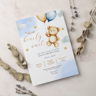 Convites Garoto Teddy Bear Podemos Bater Chá de fraldas De 