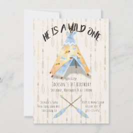 Convites Garoto tribal do primeiro aniversario de Tepee Wat