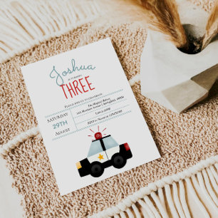 Convites Garotos, Bela Polícia Azul Carro Toddler Hoje Ani