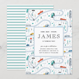 Convites Garotos Caminhões E Carros, Segunda Festa de aniv