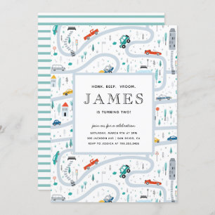 Convites Garotos Caminhões E Carros, Segunda Festa de anive