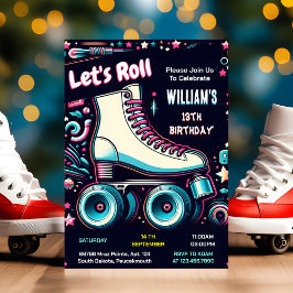 Convites Garotos legal Roller Sking 13 Aniversário